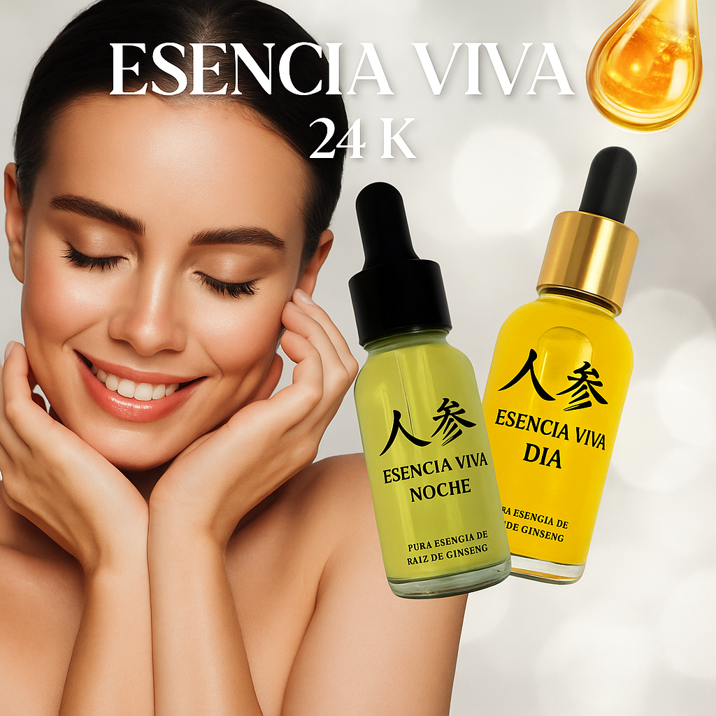 Esencia Viva 24K: Serum Dia Y Noche Tu piel renovada todo el día.