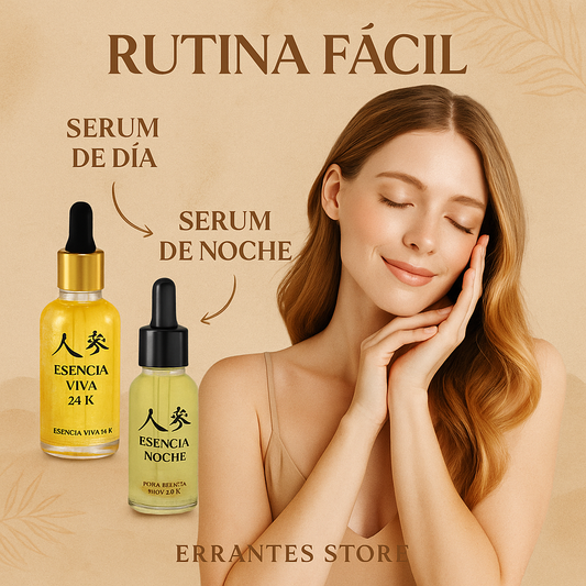 Esencia Viva 24K: Serum Dia Y Noche Tu piel renovada todo el día.